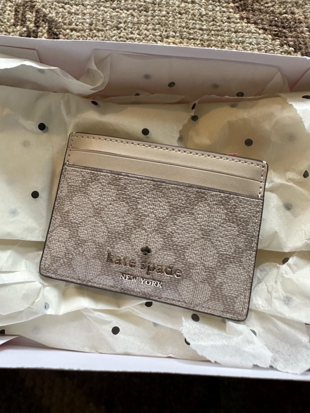 kate spade Neutral Beige Monogram Card Holder